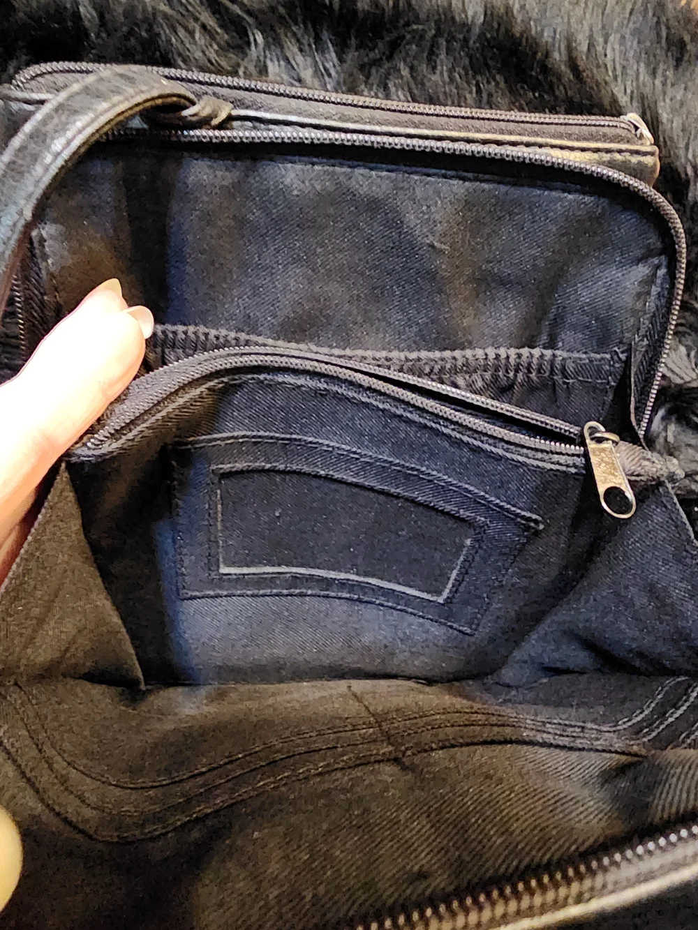 Black Faux Leather Crossbody Organizer Bag with Front Pockets Unisex